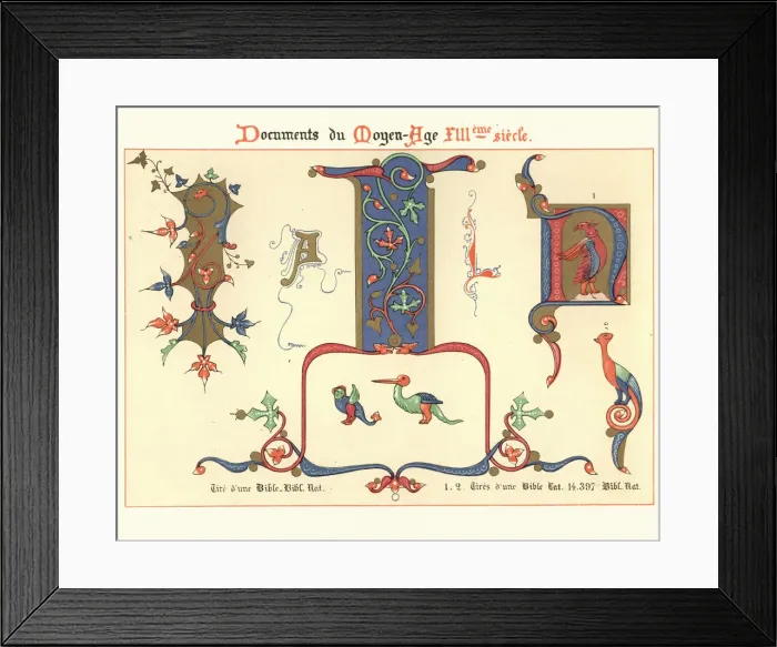 Framed Print : Examples of Medieval decorative art from illuminated manuscripts 13th Century Framed Print : Examples of Medieval decorative art from illuminated manuscripts 13th Century