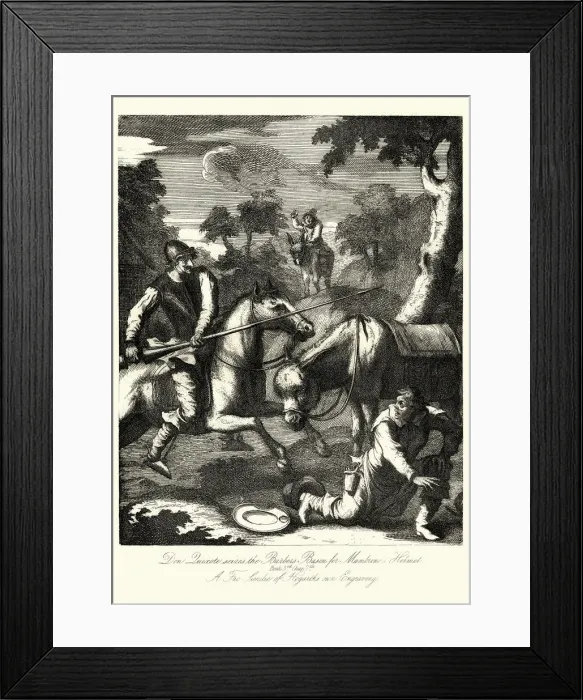 Framed Print : Don Quixote seizes the Barbers Bason by William Hogarth Framed Print : Don Quixote seizes the Barbers Bason by William Hogarth