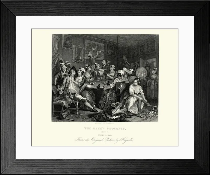 Framed Print : William Hogarth The Rakes Progress - Tavern Scene Framed Print : William Hogarth The Rakes Progress - Tavern Scene