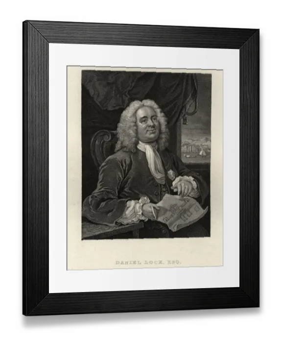 Framed Print : Portrait of Daniel Lock Esq, Architect and artist, by William Hogarth