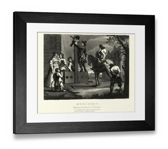 Framed Print : William Hogarths Hudibras Leading Cromdero in Triumph