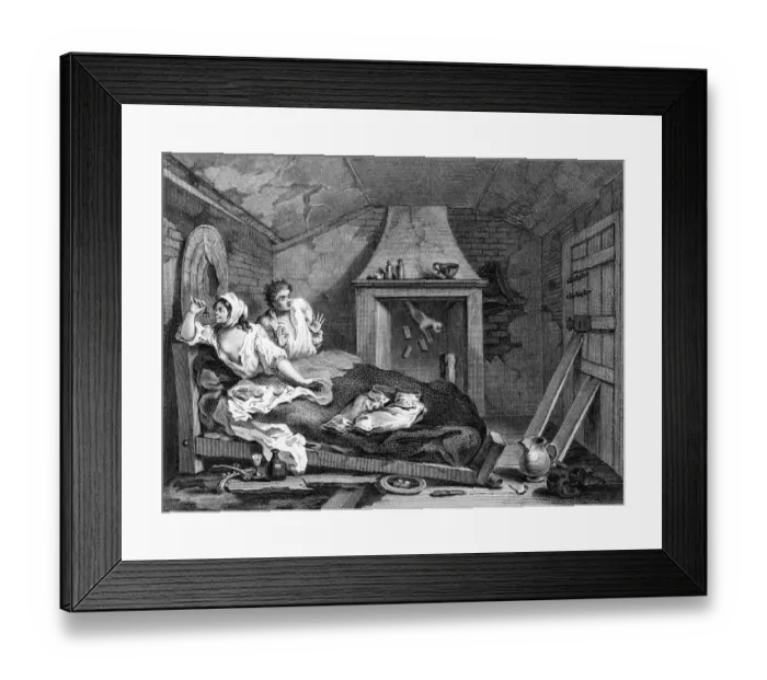Framed Print : Idle Prentice with a whore, by William Hogarth Framed Print : Idle Prentice with a whore, by William Hogarth