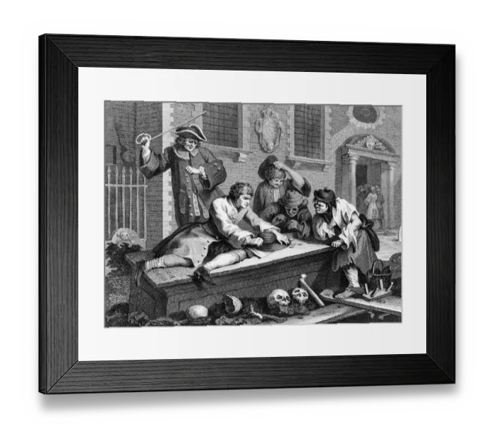 Framed Print : Idle Prentice at Play in the Church-Yard, by William Hogarth