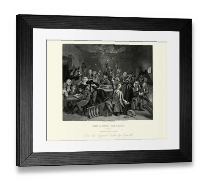 Framed Print : William Hogarth The Rakes Progress - Gambling House Framed Print : William Hogarth The Rakes Progress - Gambling House