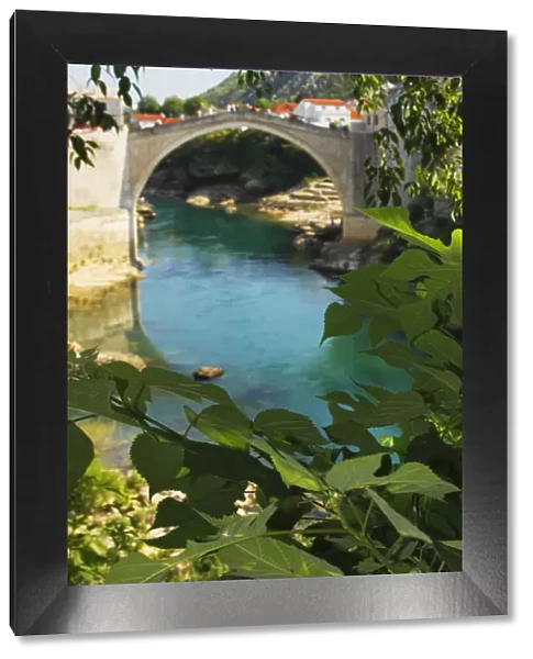 Stari Most Or Old Town Bridge Over The River Neretva