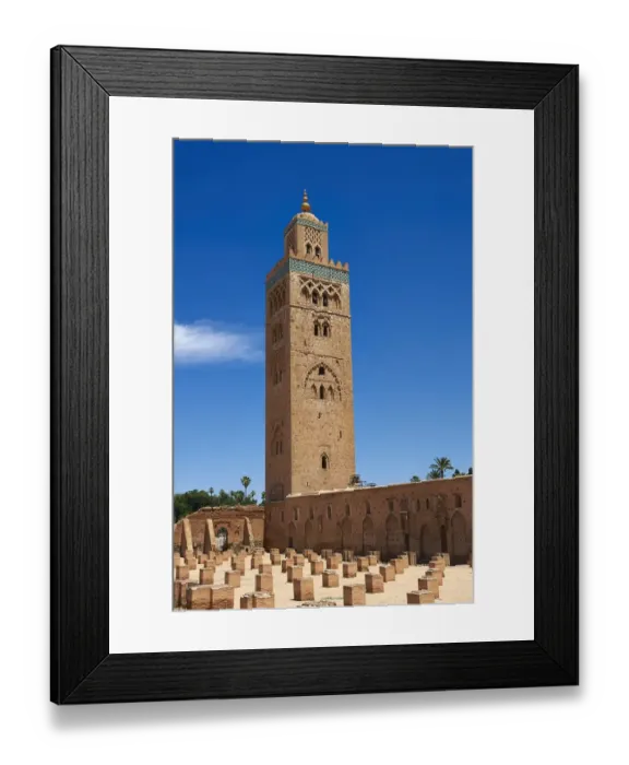 Framed Print : blue sky, building, cloudless, good weather, historic, islamic, marrakech, marrakesh-tensift-el Framed Print : blue sky, building, cloudless, good weather, historic, islamic, marrakech, marrakesh-tensift-el