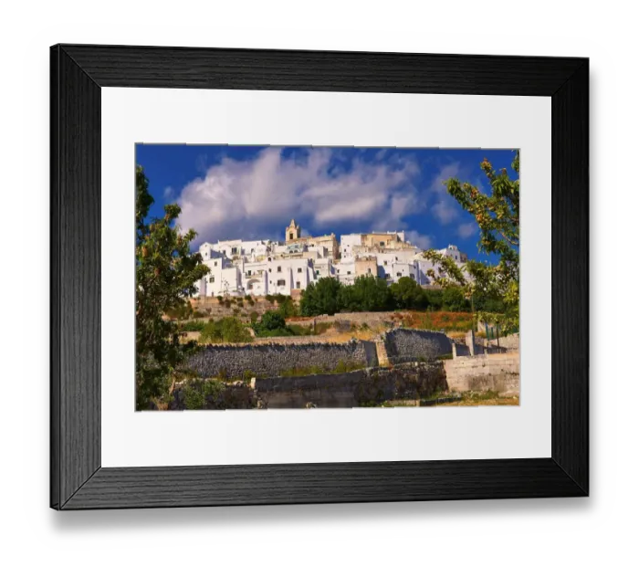 Framed Print : Medieval fortified hill town, --White Town--, Ostuni, Puglia, Italy Framed Print : Medieval fortified hill town, --White Town--, Ostuni, Puglia, Italy