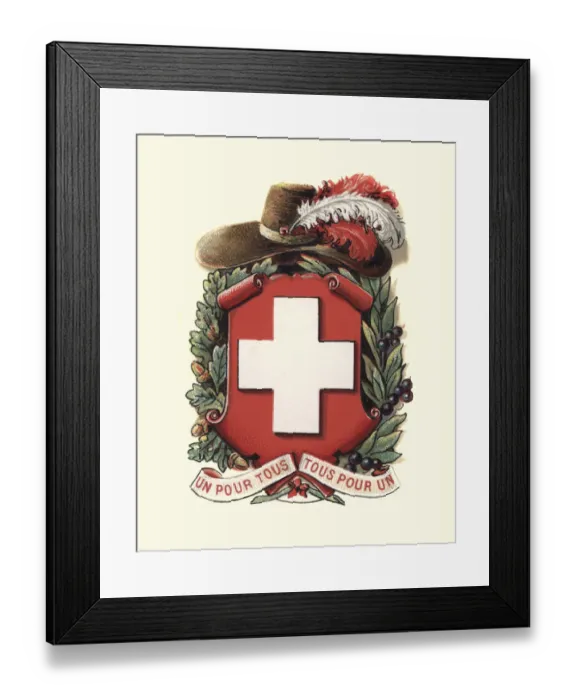 Framed Print : Coat of Arms of Switzerland, 1898 Framed Print : Coat of Arms of Switzerland, 1898