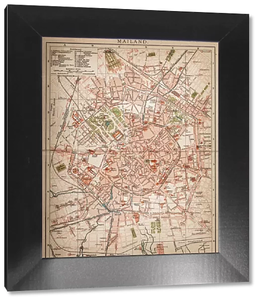 Milan, Italy antique map from 1898