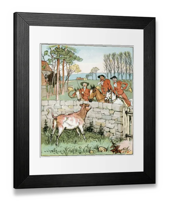 Framed Print : The Three Jovial Huntsmen; a bull calf in a pin fold