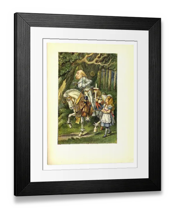 Framed Print : Alice with knight and horse illustration, (Alices Adventures in Wonderland) Framed Print : Alice with knight and horse illustration, (Alices Adventures in Wonderland)