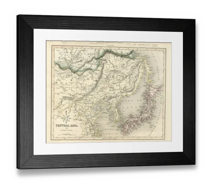 Framed Print : Central Asia including Japan antique map 19th century 1843 Framed Print : Central Asia including Japan antique map 19th century 1843