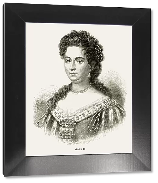Mary II, Queen Mary II, English Victorian Engraving, 1887