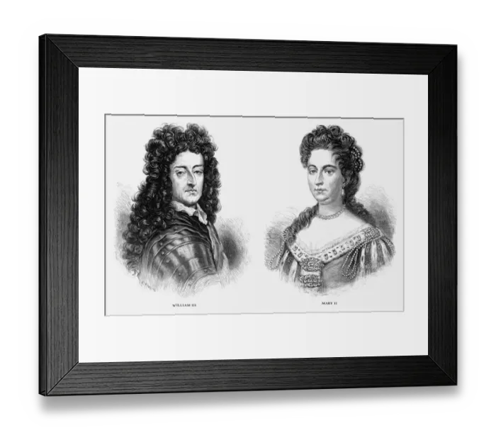 Framed Print : William III and Mary II, King William III and Queen Mary II, English Victorian Engraving, 1887 Framed Print : William III and Mary II, King William III and Queen Mary II, English Victorian Engraving, 1887