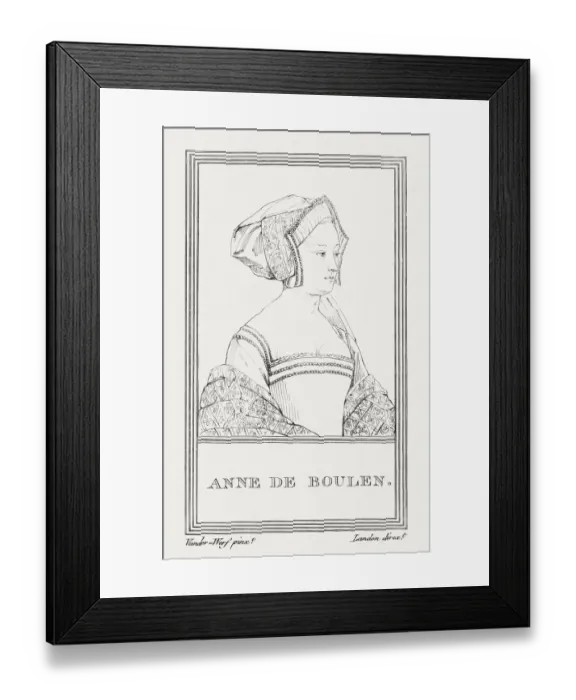 Framed Print : Anne Boleyn (c. 1501-1536), Queen of England, copper engraving, published 1805