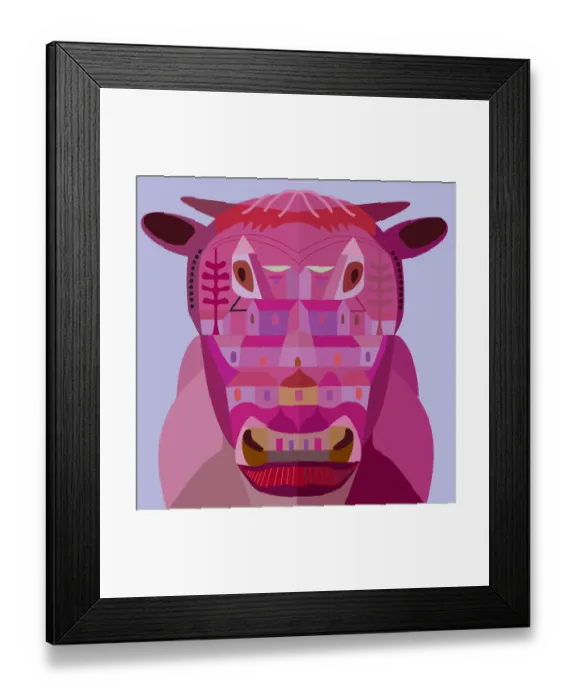 Framed Print : Abstract Cow from Frontal Head View Framed Print : Abstract Cow from Frontal Head View