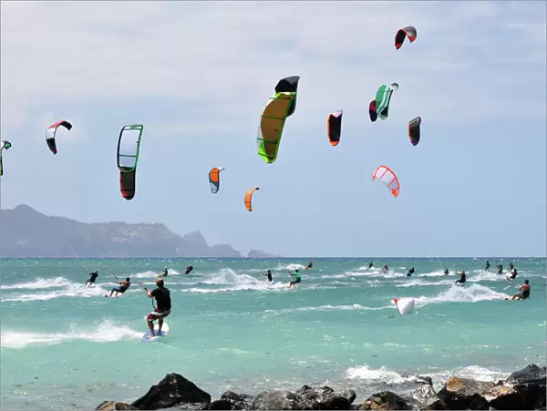 Crowded kite surfing session Kanaha