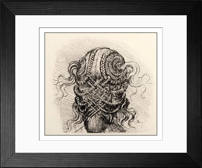 Framed Print : Leonardos sketches and drawings: Leda and the Swan hairstyle detail Framed Print : Leonardos sketches and drawings: Leda and the Swan hairstyle detail