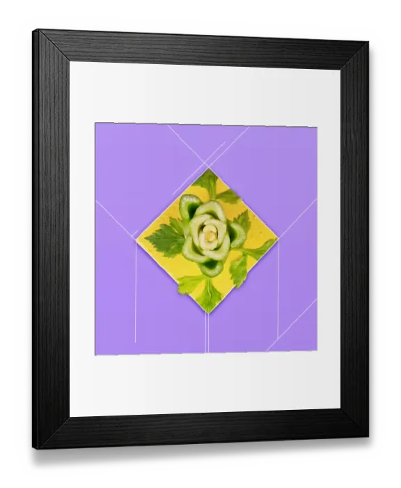 Framed Print : Abstract image of celery on a yellow and purple background Framed Print : Abstract image of celery on a yellow and purple background