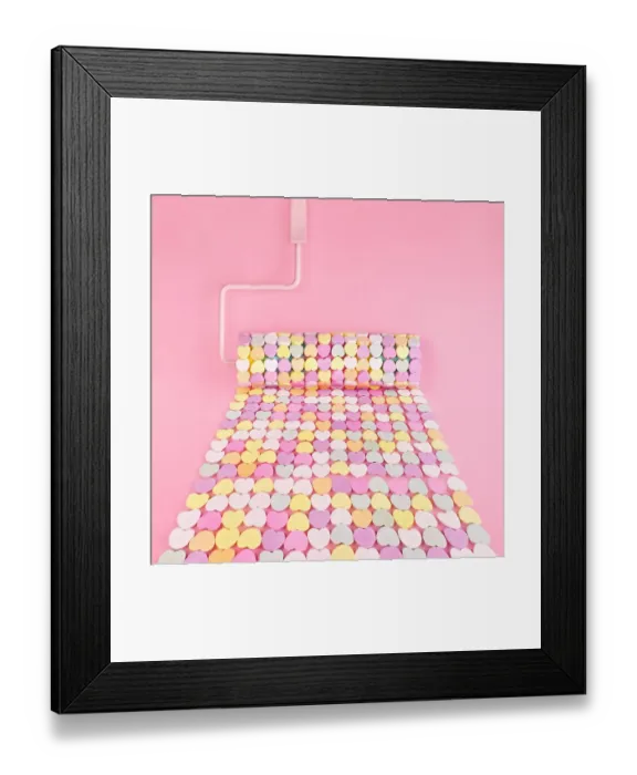Framed Print : Paint roller with candy hearts Framed Print : Paint roller with candy hearts
