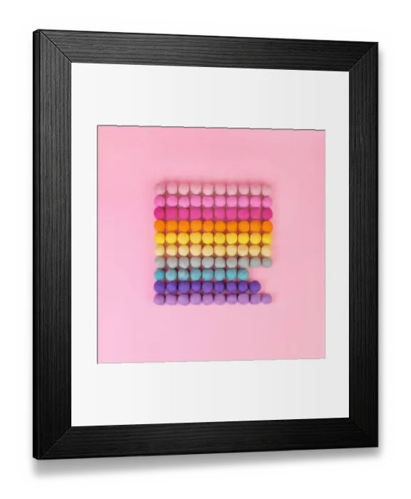 Framed Print : Multicolored wool balls in a row Framed Print : Multicolored wool balls in a row