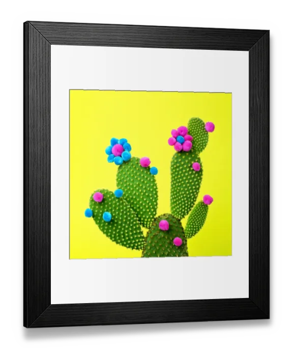 Framed Print : Cactus with flowers made from puffballs Framed Print : Cactus with flowers made from puffballs