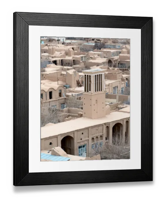 Framed Print : Meybod old house and wind tower, Iran
