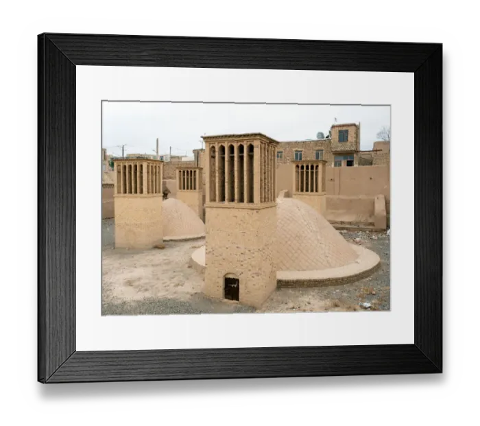 Framed Print : Traditional wind towers in Nain, Isfahan province, Iran