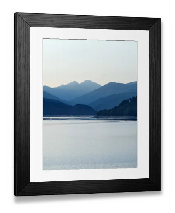 Framed Print : Minimal blue lakescape at sunset Framed Print : Minimal blue lakescape at sunset