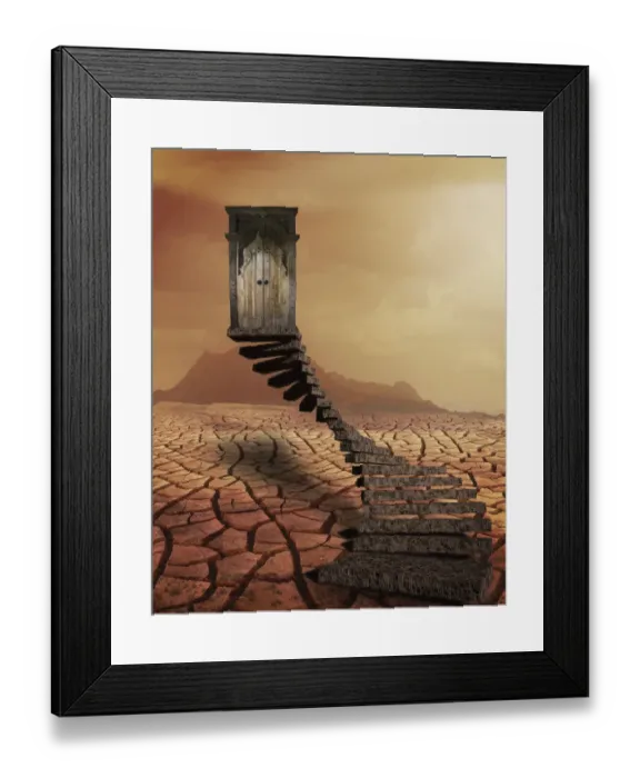 Framed Print : Threshold. surreal landscape, set in drought created desert Framed Print : Threshold. surreal landscape, set in drought created desert