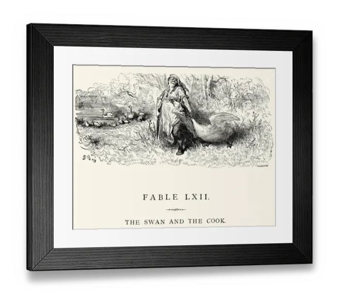 Framed Print : La Fontaines Fables - Swan and the Cook Framed Print : La Fontaines Fables - Swan and the Cook