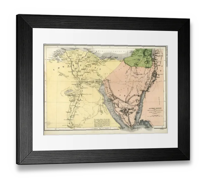 Framed Print : Antique map of Lower Egypt Framed Print : Antique map of Lower Egypt