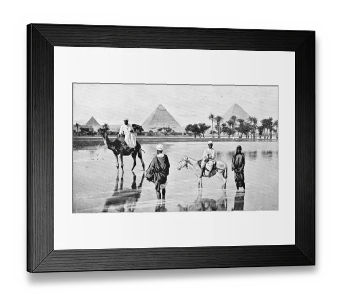Framed Print : People at the Great Pyramids in Giza, Egypt - Ottoman Empire Framed Print : People at the Great Pyramids in Giza, Egypt - Ottoman Empire