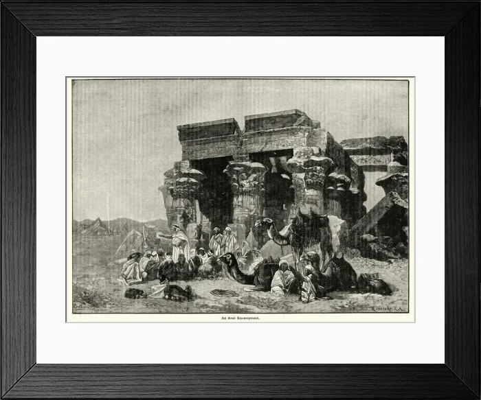 Framed Print : Arab encampment before the ruins of an ancient temple Framed Print : Arab encampment before the ruins of an ancient temple