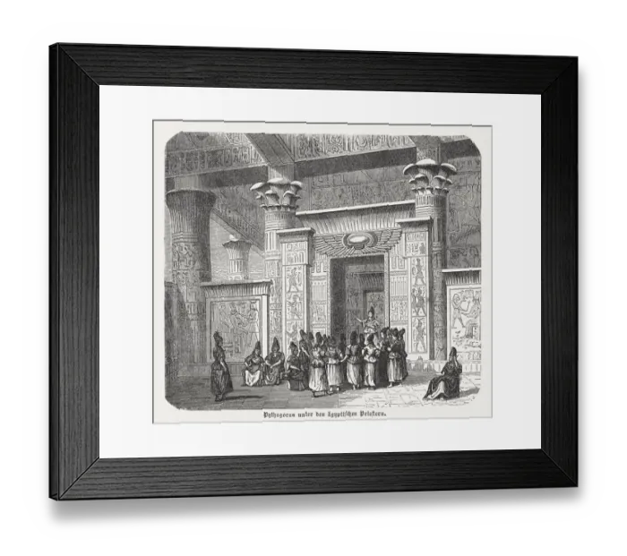 Framed Print : Pythagoras among the Egyptian priests, wood engraving, published in 1880 Framed Print : Pythagoras among the Egyptian priests, wood engraving, published in 1880