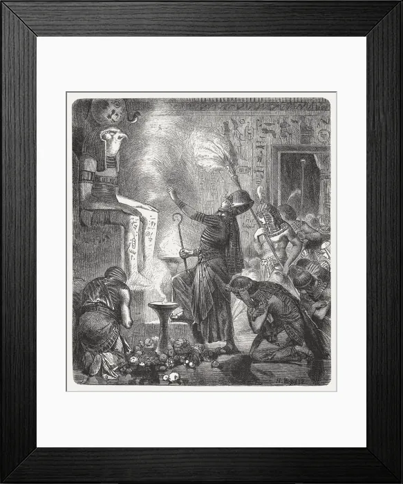 Framed Print : The young Pharaoh in the temple, wood engraving, published 1880 Framed Print : The young Pharaoh in the temple, wood engraving, published 1880