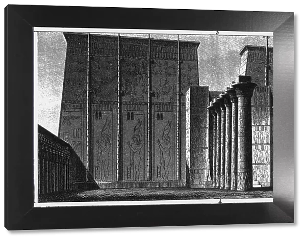 Ancient Egyptian Temple of Carnak Engraving