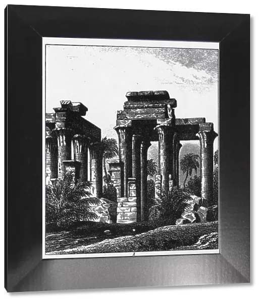 Ancient Egyptian Temple of Antaeopolis Engraving