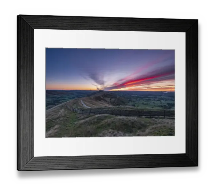 Framed Print : Great Ridge Autumn sunrise, Castleton, English Peak District. UK Framed Print : Great Ridge Autumn sunrise, Castleton, English Peak District. UK
