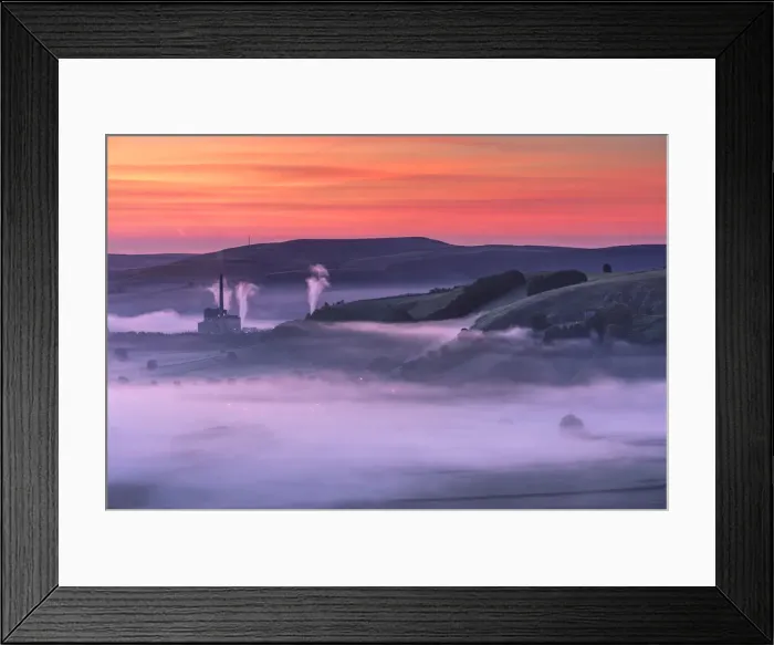 Framed Print : Peveril Castle, Autumn sunrise, Castleton, English Peak District. UK Framed Print : Peveril Castle, Autumn sunrise, Castleton, English Peak District. UK
