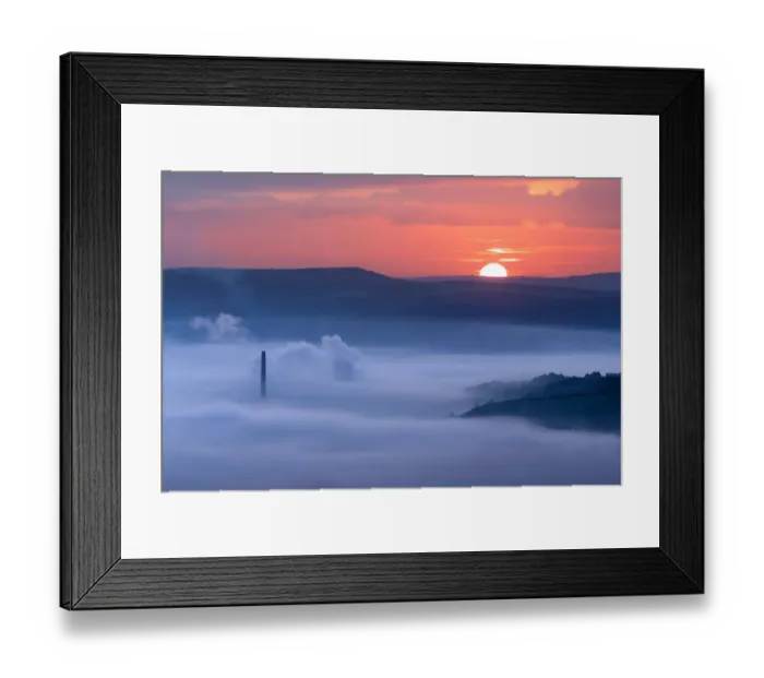 Framed Print : Sunrise over a foggy Castleton, English Peak District. UK Framed Print : Sunrise over a foggy Castleton, English Peak District. UK