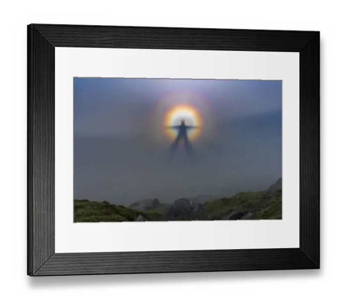 Framed Print : Natural phenomena, Brocken spectre on Helm Crag. Lake District National park. UK Framed Print : Natural phenomena, Brocken spectre on Helm Crag. Lake District National park. UK