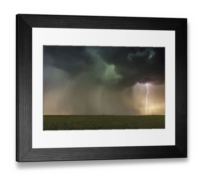 Framed Print : Large Lightning Bolt with a vibrant sky at sunset, Stonham, Colorado. USA