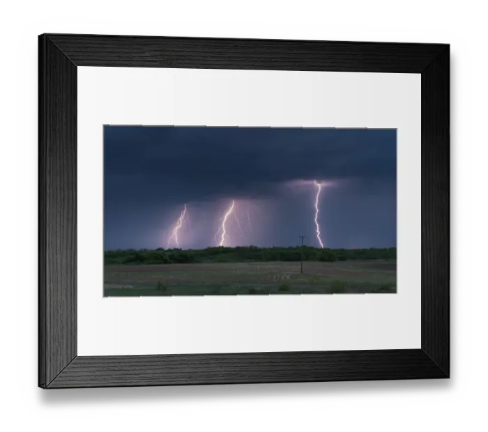 Framed Print : Tripple lightning in Northwestern Texas. USA Framed Print : Tripple lightning in Northwestern Texas. USA