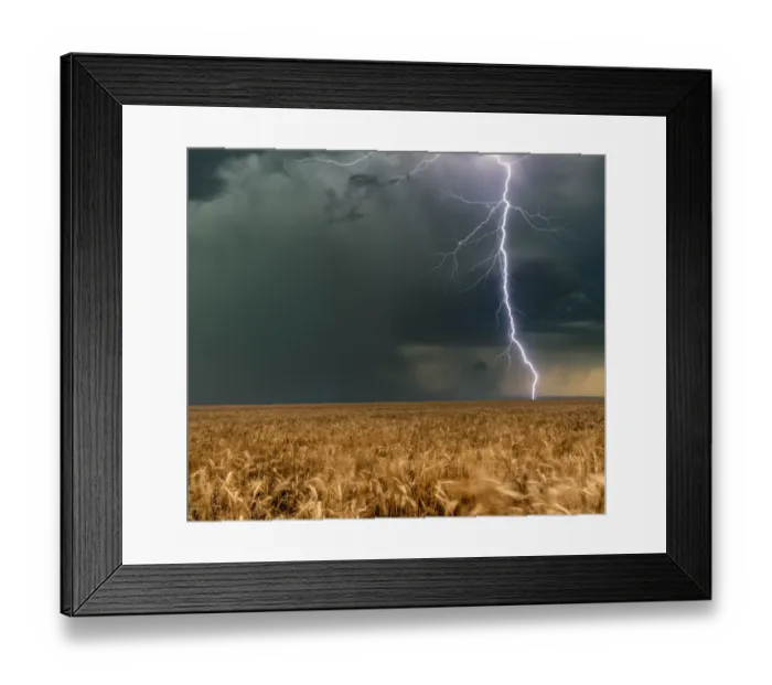Framed Print : Lightning Bolt with a Hail Core and wheat crops, Colorado, USA Framed Print : Lightning Bolt with a Hail Core and wheat crops, Colorado, USA