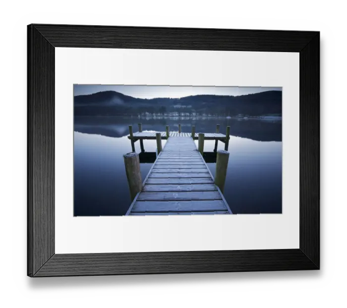 Framed Print : Jetty on lake windermere on frosty Morning