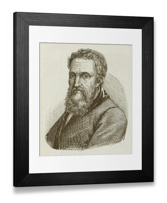 Framed Print : Michelangelo Buonarroti (1475-1564), wood engraving, published in 1877 Framed Print : Michelangelo Buonarroti (1475-1564), wood engraving, published in 1877