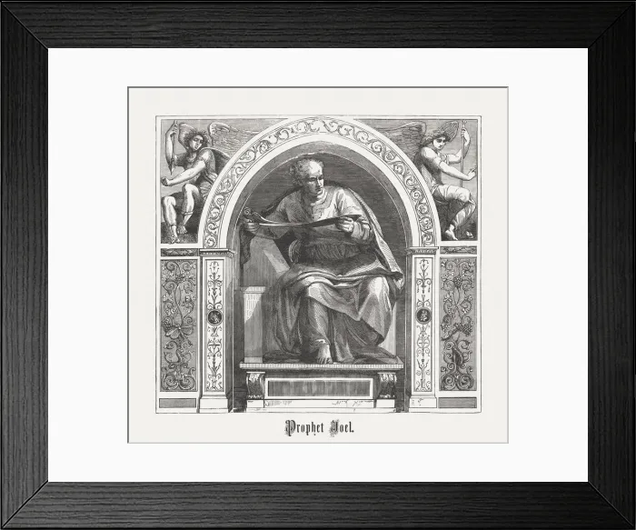 Framed Print : Joel the Prophet (after Michelangelo, Vatican), wood engraving, published 1886 Framed Print : Joel the Prophet (after Michelangelo, Vatican), wood engraving, published 1886