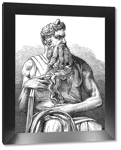 Michelangelo, Ten Commandments, Illustration and Painting, Moses, Image Created 19th Century
