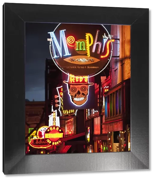 bar, beale street, city lights, color image, fluorescent light, illuminated, illuminated sign